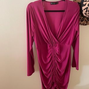 Magenta Ruched Bodycon dress plus